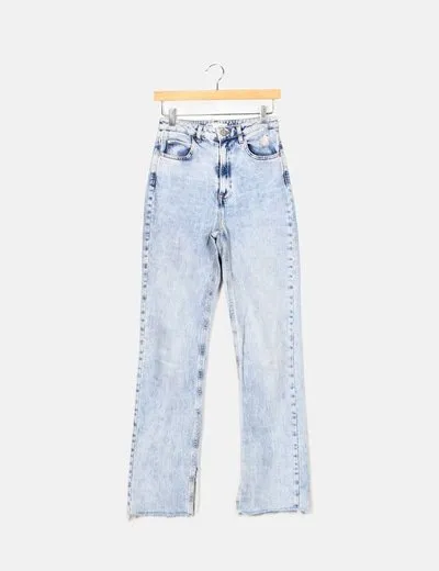 Zara Jeans flare abertura azul deslavado