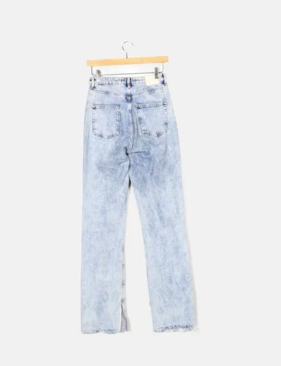 Zara Jeans flare abertura azul deslavado