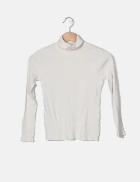 Zara Jersey canalé blanco cuello vuelto