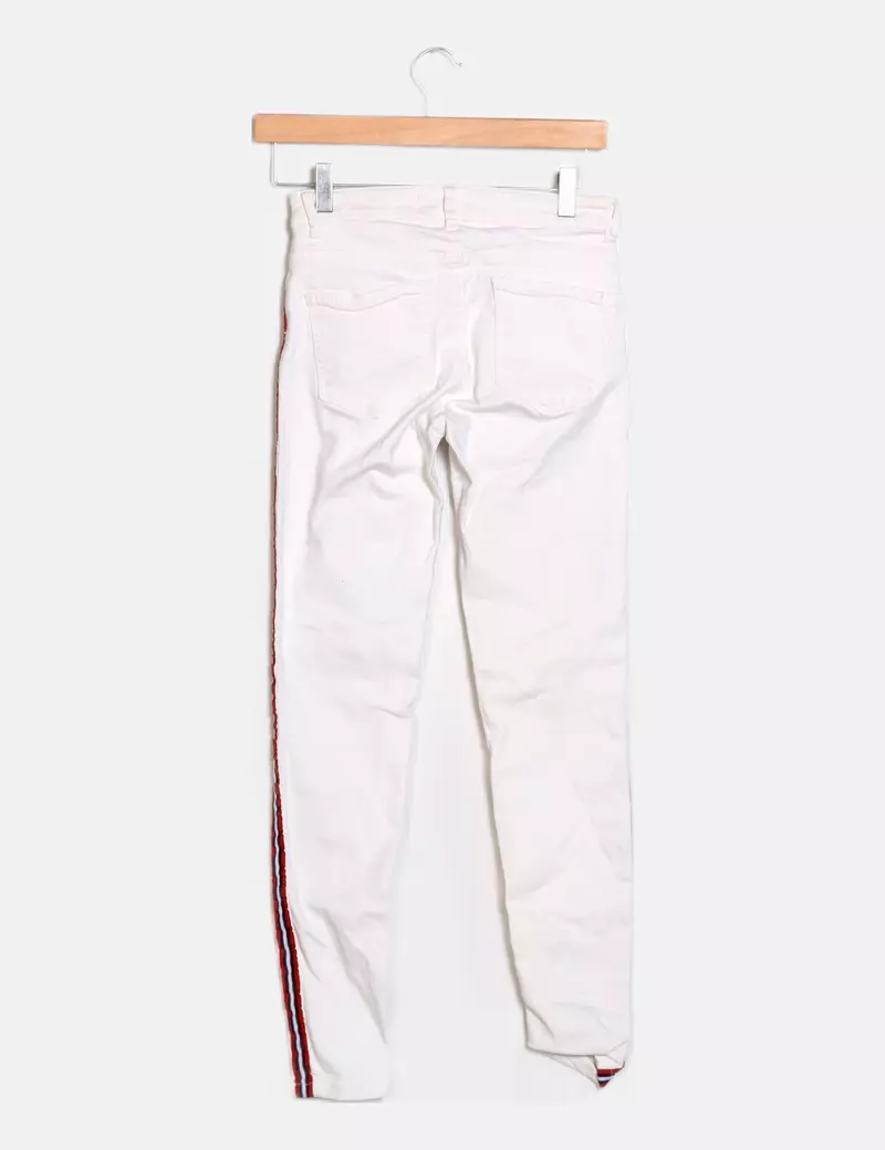 Zara Pantalón blanco bicolor